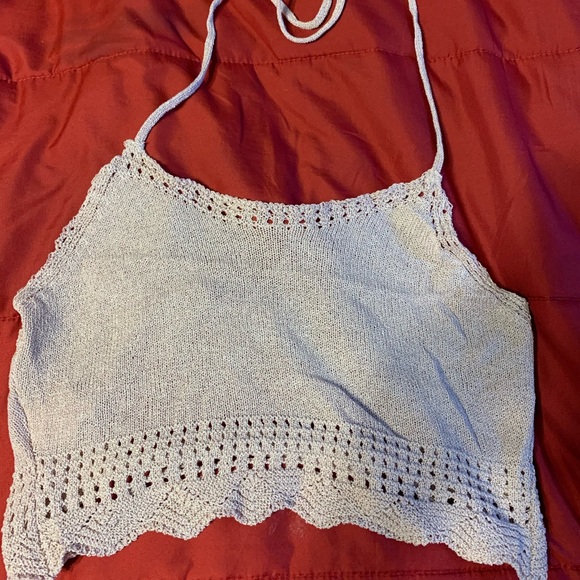 Crisscross knot back halter knit top - Picture 2 of 3